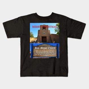 Christmas card of the San Miguel Church oldest in America Kids T-Shirt